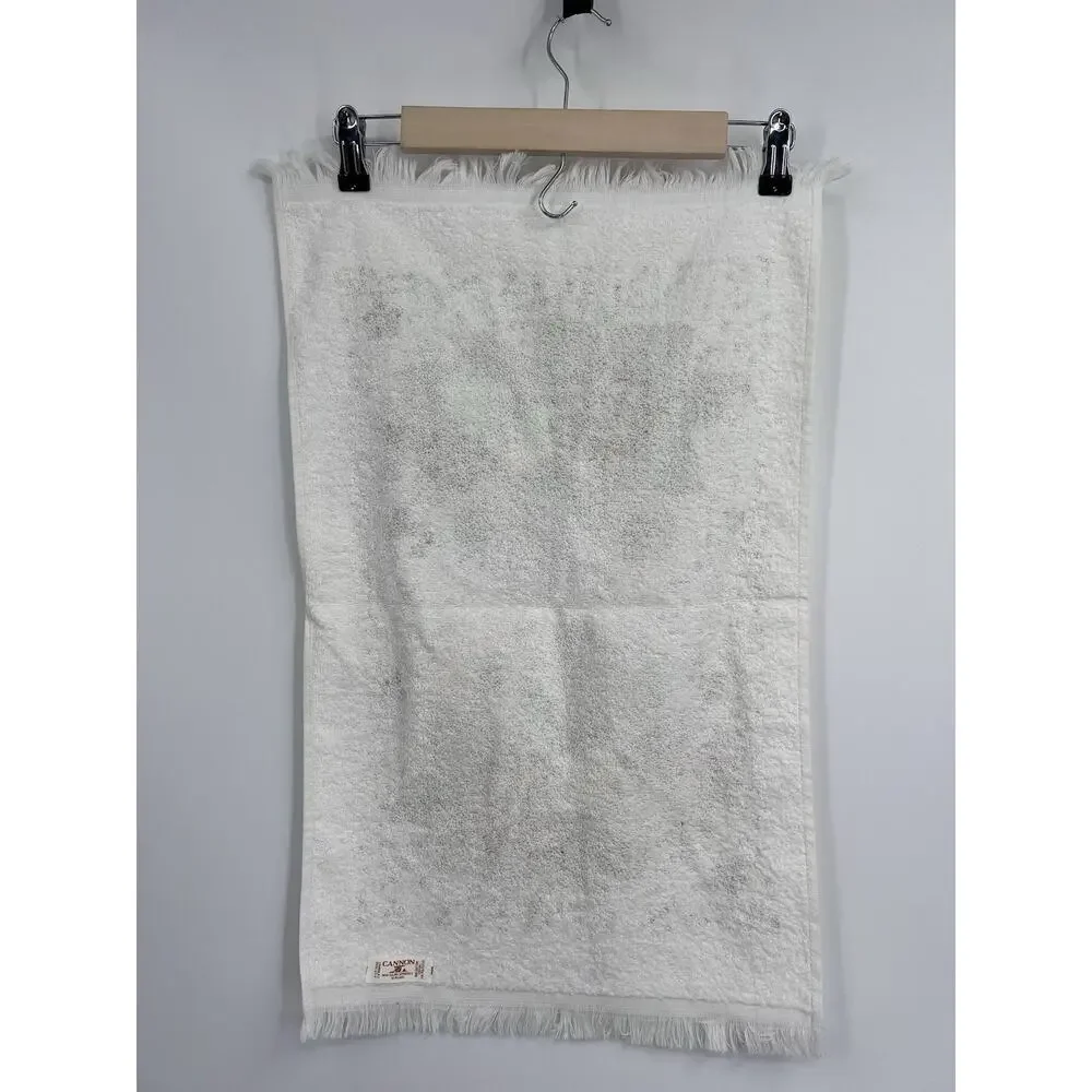 Vintage Cannon Green Brown Floral Hand Towel 24”x16” MCM